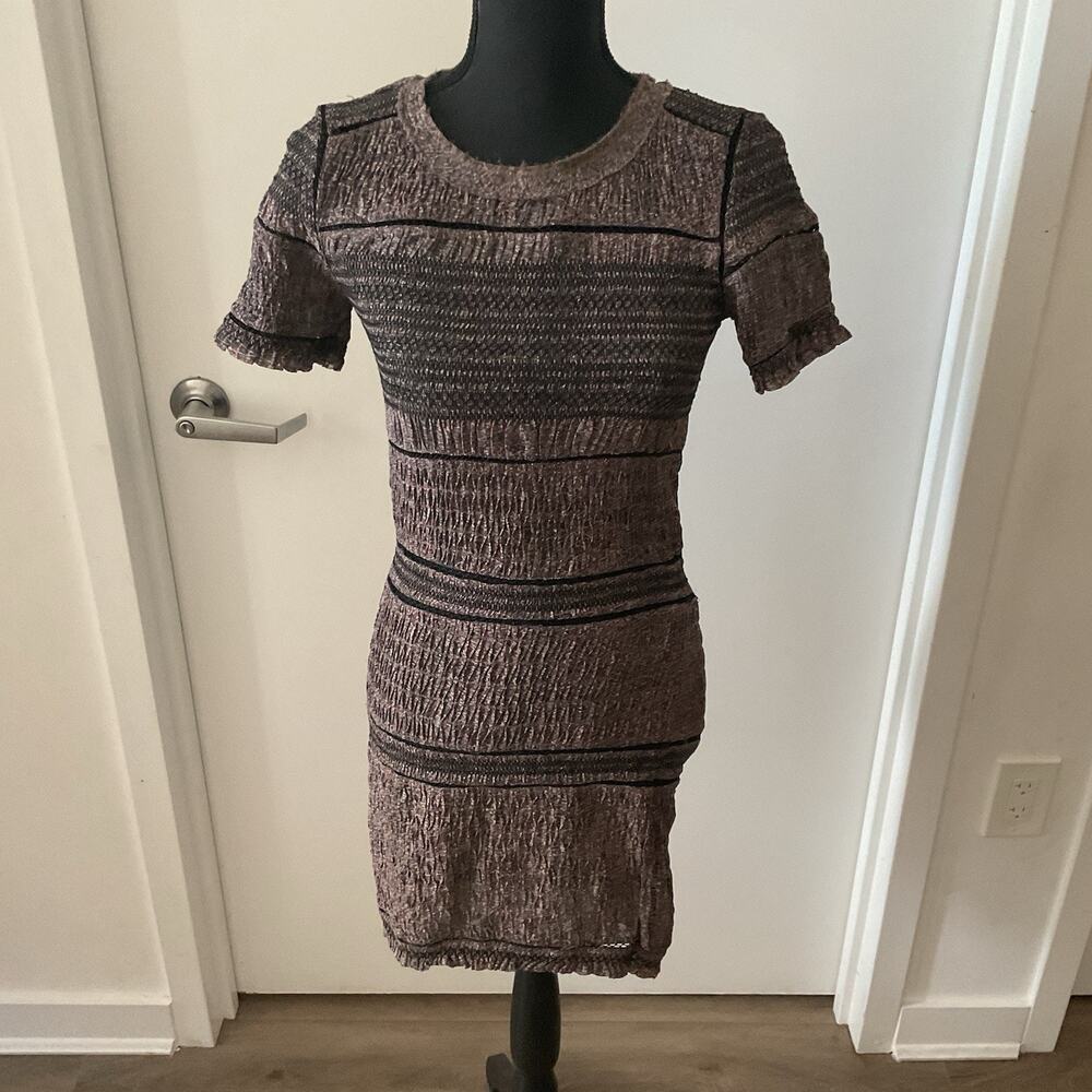 $830 Isabel Marant SZ 36 Runway Dag Smocked Silk Georgette Dress Openwork Detail